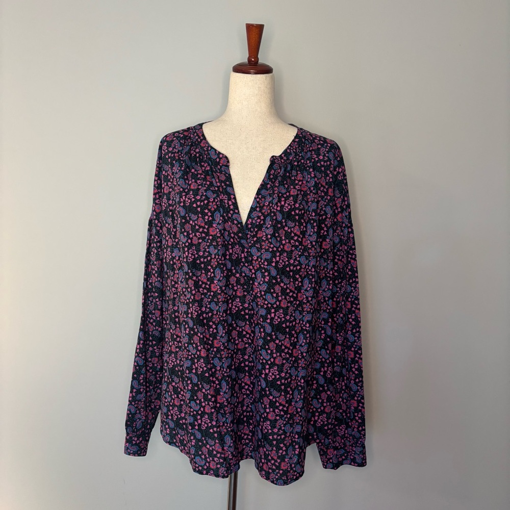 Xirena Romi Blouse in Black Beauty Floral Paisley size XL